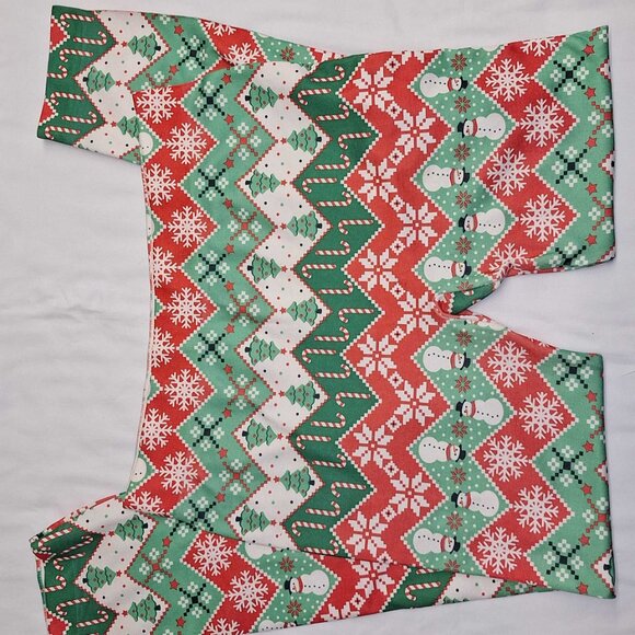 No Boundaries Seamless Christmas Leggings XL 15-17 Snowmen Trees Candy Canes Red - Picture 4 of 5